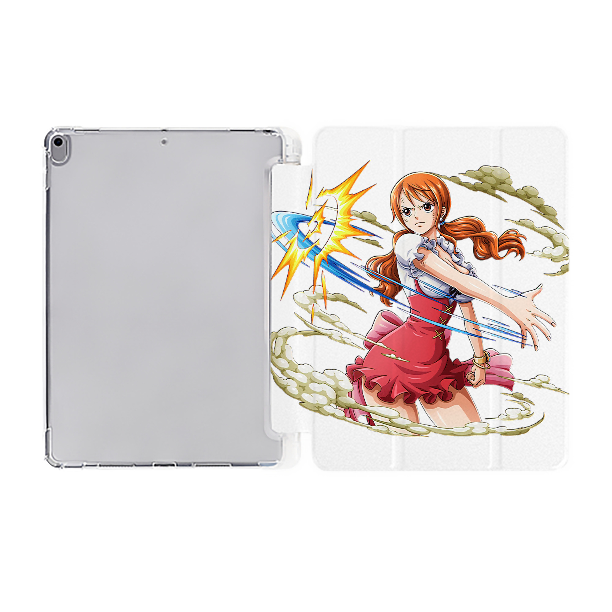 （画像用） ワンピース ナミ ONE PIECE Nami IPad ケース ペン収納付き 三つ折りスタンド PUレザー×シリコン 対応機種9.5/10.5/10.9インチ